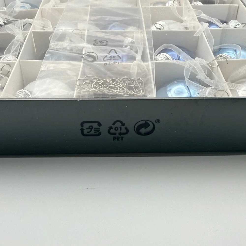 IKEA Vinter 2021 Blue White Silver Glass Christmas Ornaments Set of 20
